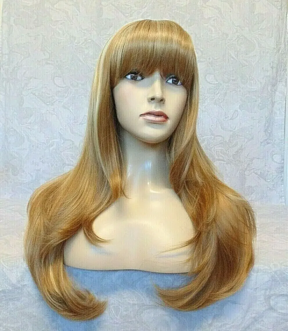 

Long Straight Silky Light Brown Blonde High Full Synthetic Wig