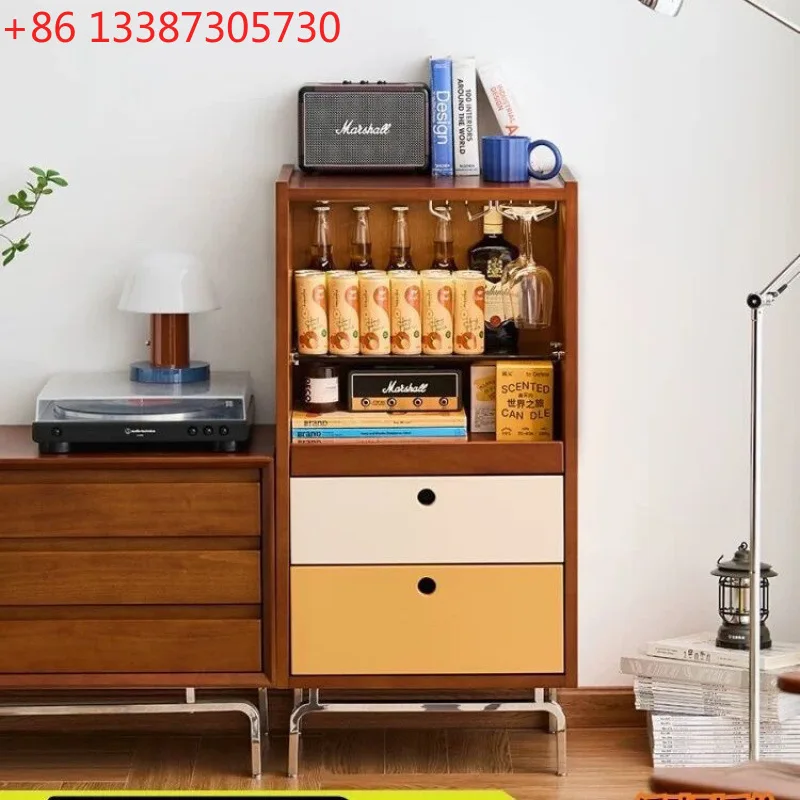 

Скандинавский средневековый обеденный боковой ретро простой боковой шкаф из цельного дерева для хранения вещей