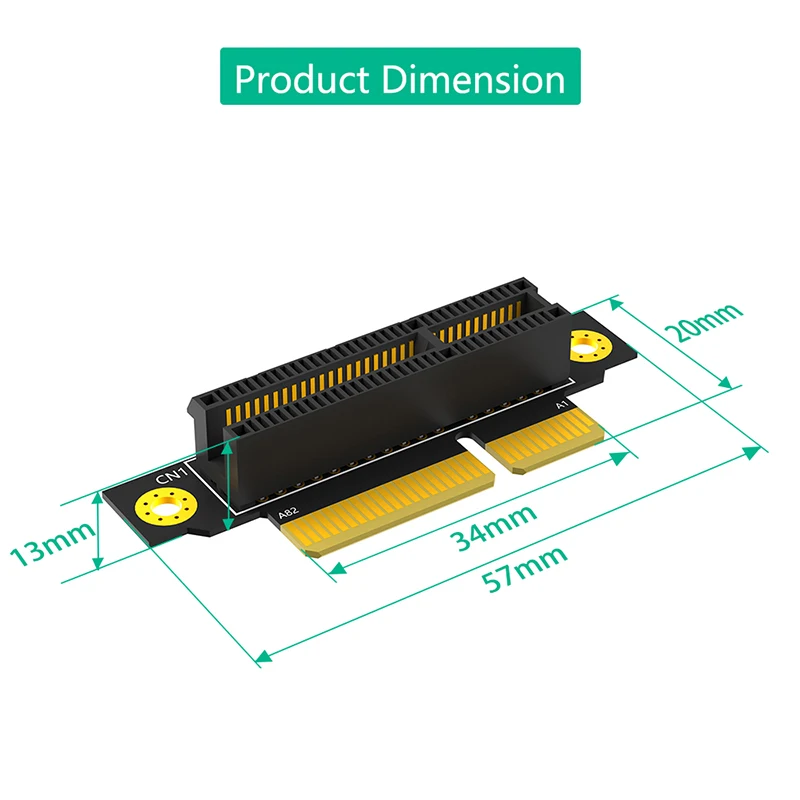 PCIE X4 3.0 kartu Riser pria ke wanita, 20mm PCIE X4 90 derajat terbalik PCI Express 4X ke 4X konverter adaptor papan Riser untuk 1U Server PC