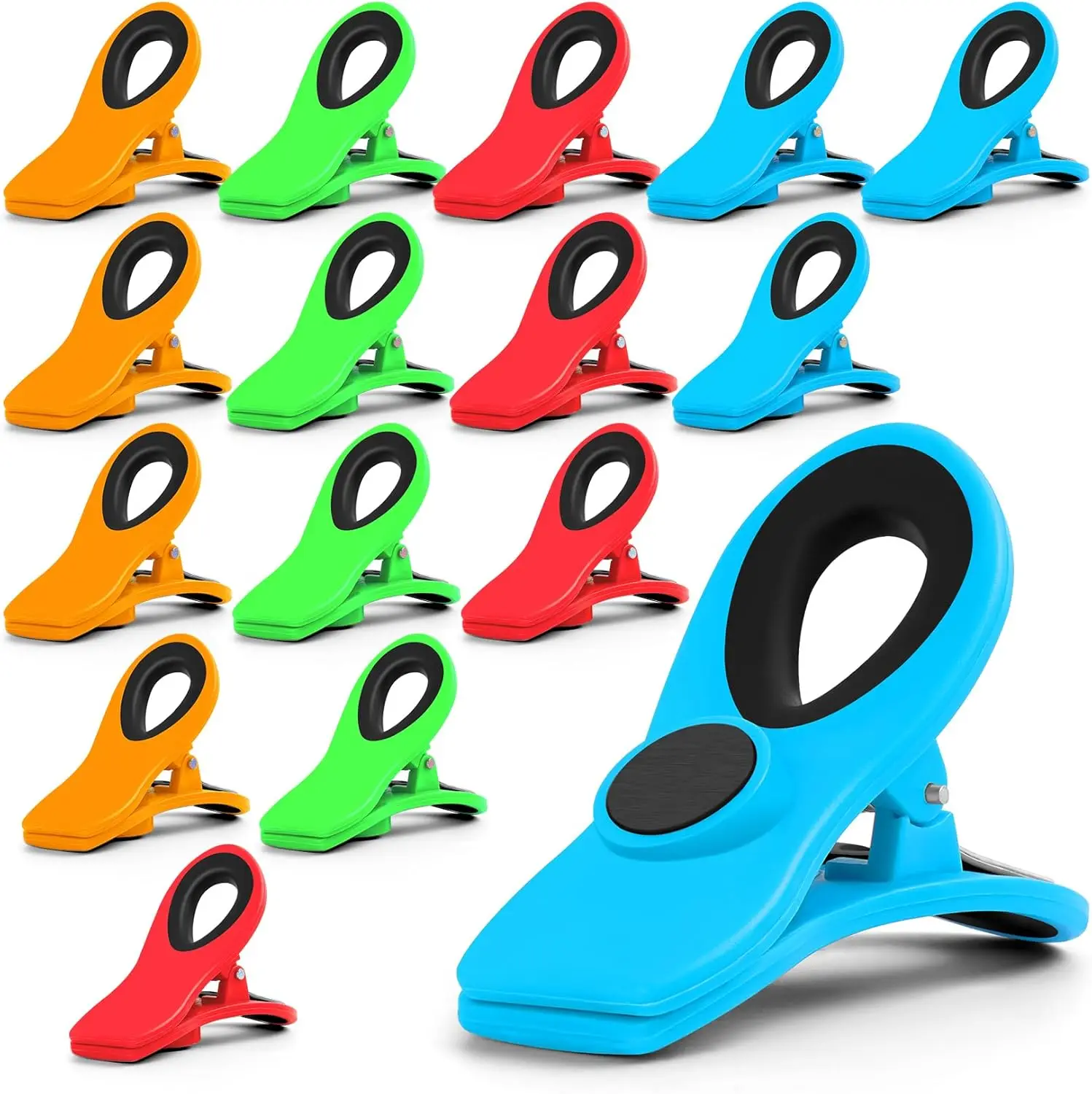 

16 Pack Chip Clips Bag Clips, Multicolor Magnetic Clips for Food Packages, Multipurpose Plastic Clips for Kitchen, Snack, Paper