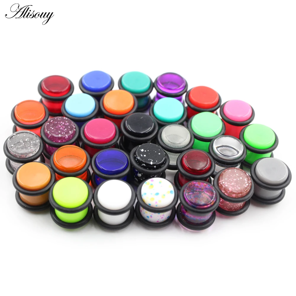 Alisouy 2PCS Transparent Cylinder Acrylic Taper Ear Tunnels Plugs Flesh Expander Stretcher Gauges Earrings Piercing Body Jewelry
