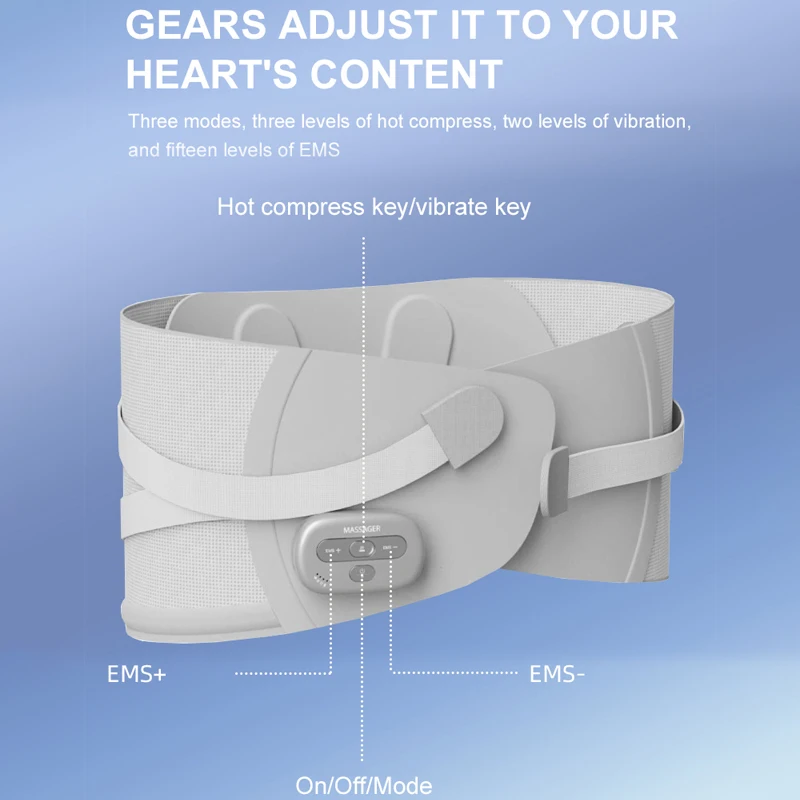 Cintura eléctrica inalámbrica, masaje calentado por vibración portátil, disco de cintura Lumbar, Estimulador profundo muscular, cinturón de masaje