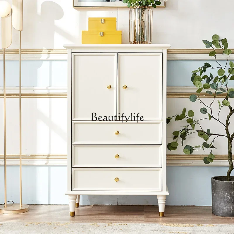 

02 American light luxury chest, bedroom wall locker, living room solid wood drawer storage