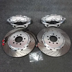 ICOOH Silver 6 Pot Brake Caliper kits with Drilled and Slotted Disc Rotor for Lexus  LX570 Land Cruiser