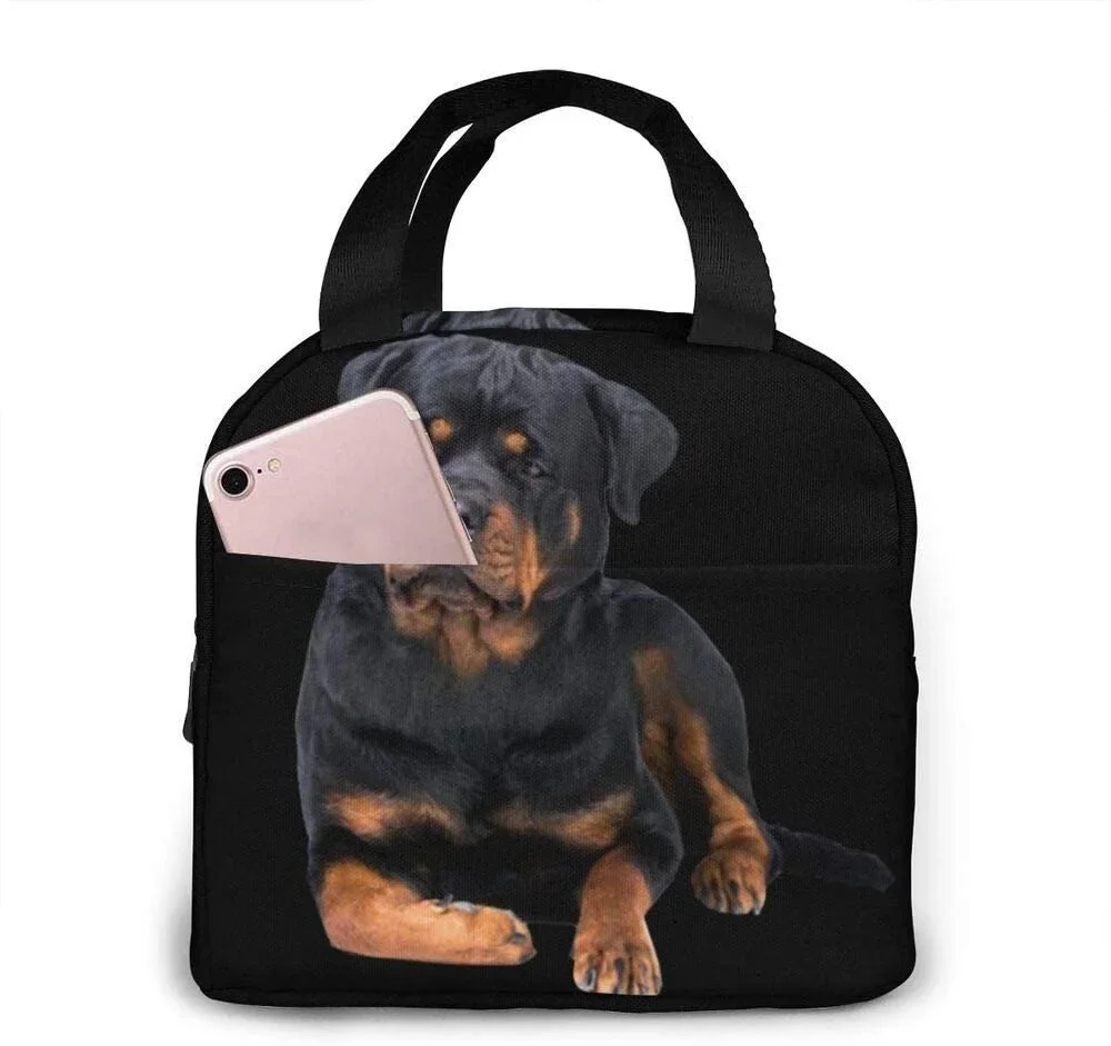 Rottweiler Dog Lunch Bag Insulated Lunch Box Waterproof Tote Bag Portable Bento Bag for Men & Women Work Picnic or Travel