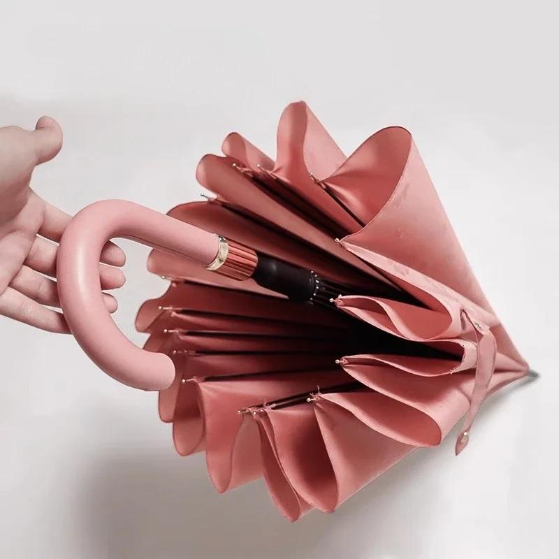 16-Rib Water Activated Flower Umbrella Compact Folding Open Close Windproof Heavy Rain Travel Daily Use for Men Women 접이식 우산