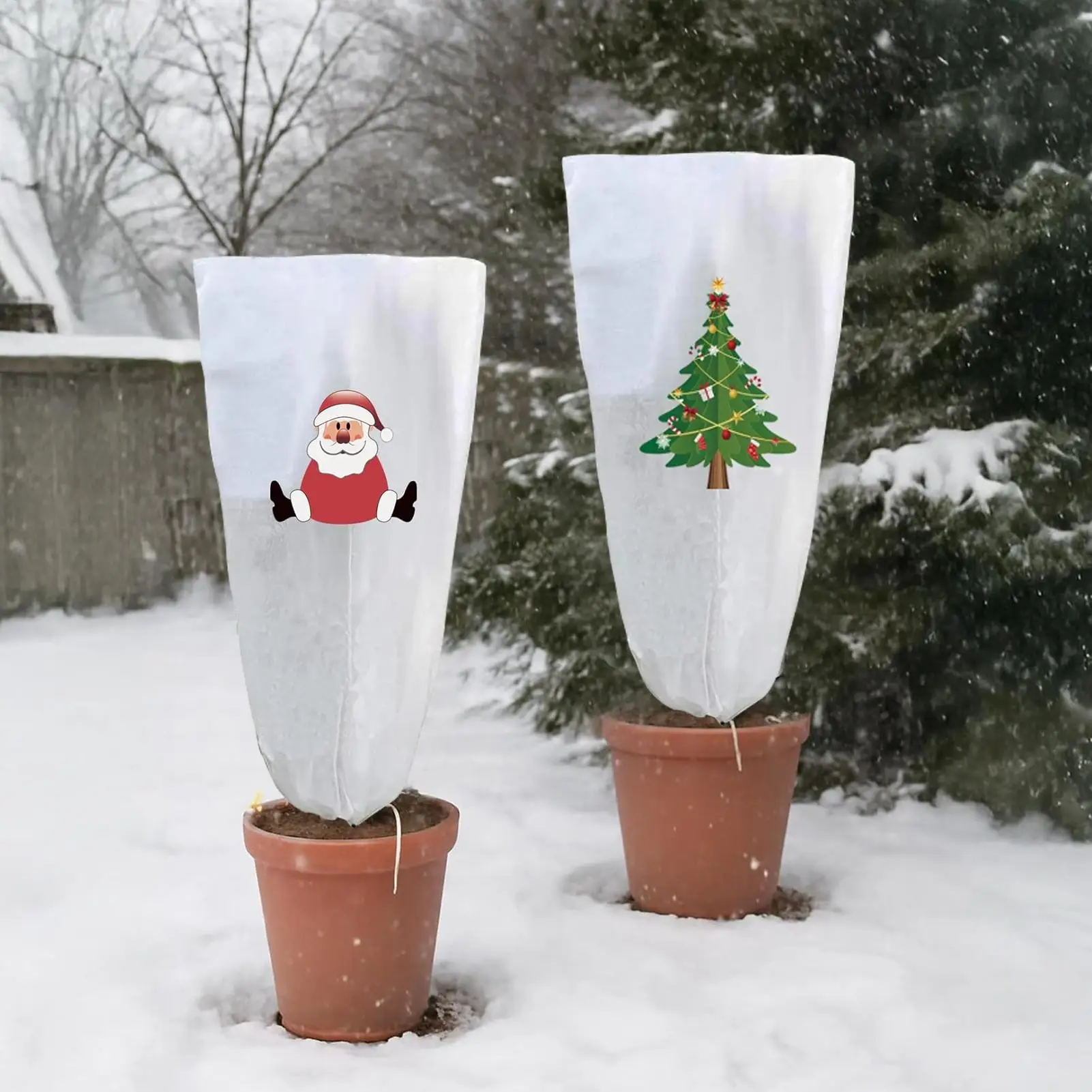 Tree Covers For Winter 2 Pieces Christmas Non-woven Tree Protection Thermal Plant Guard Sheet For Outdoor Fence Garden Farm