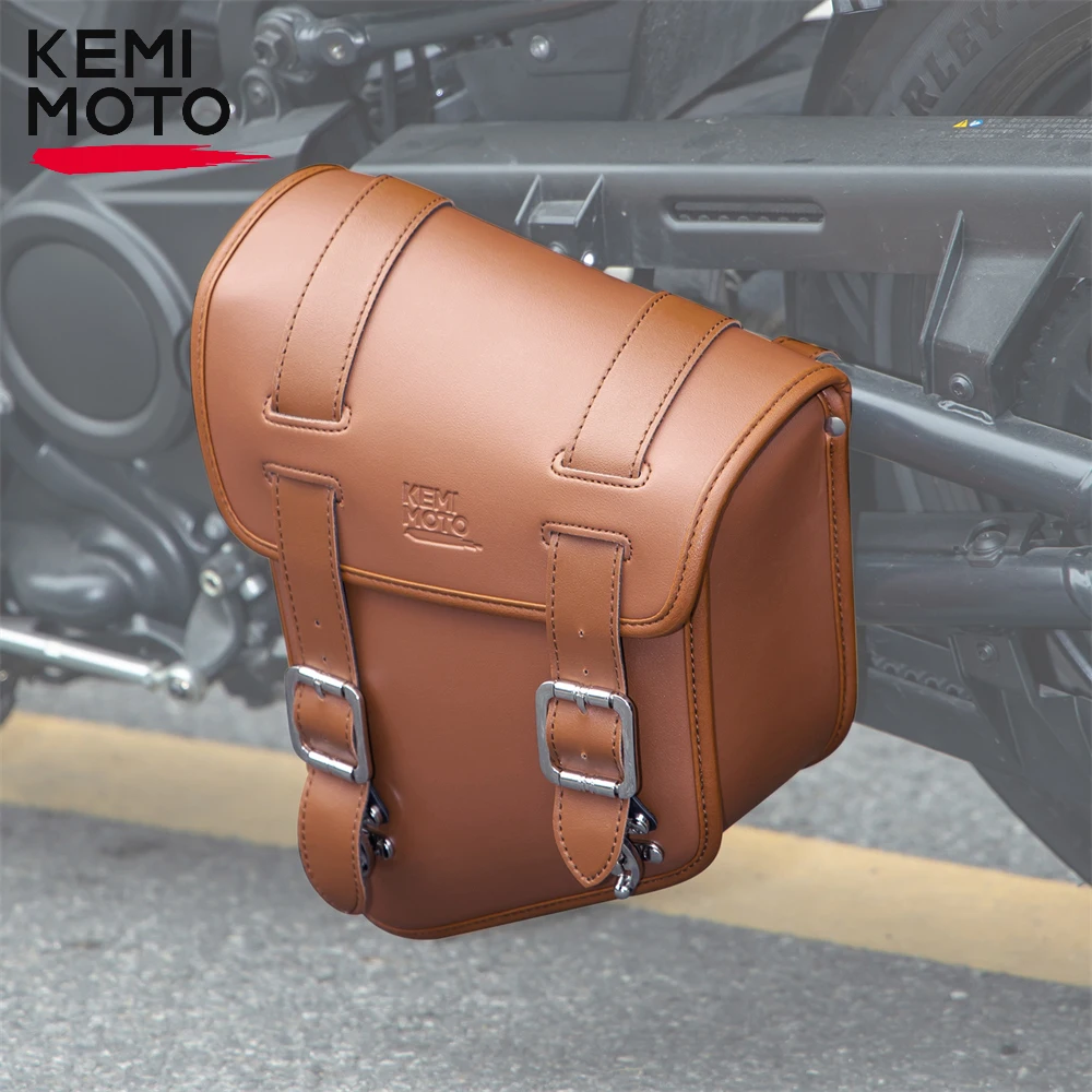 

Motorcycle Side Swingarm Bag Left Tool Saddlebag Bag for Softial Models Heritage Dyna Brown Leather Bag Motorcycle Accessories