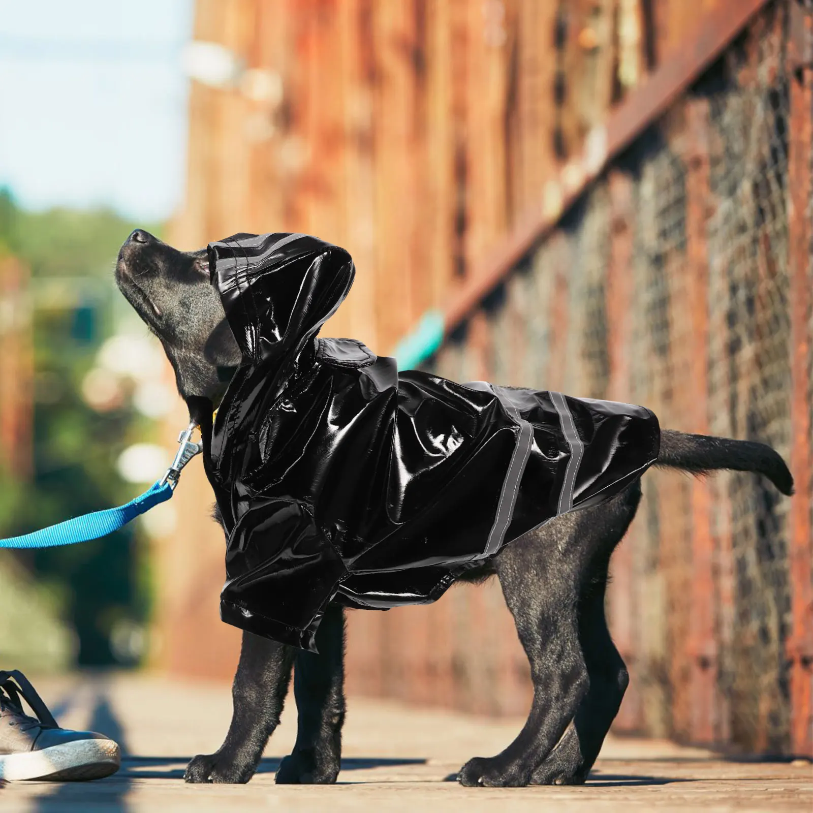 

Waterproof Dog Raincoat PU Coated Poncho Hood Small Large Extra Clothes Lightweight Compact Reflective Outdoor Walking Jogging