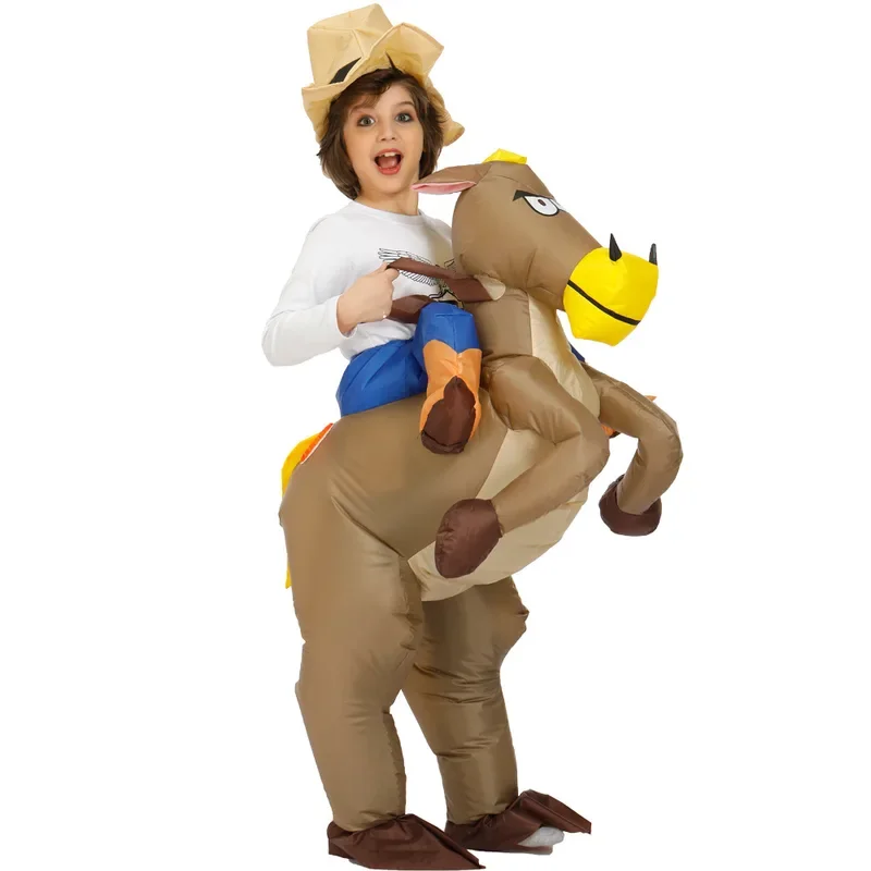 Lustige Halloween Karneval Geburtstags feier Schul spiele Kinder Cowboy Cartoon Tier spielen Spielzeug Reitpferd aufblasbaren Anzug