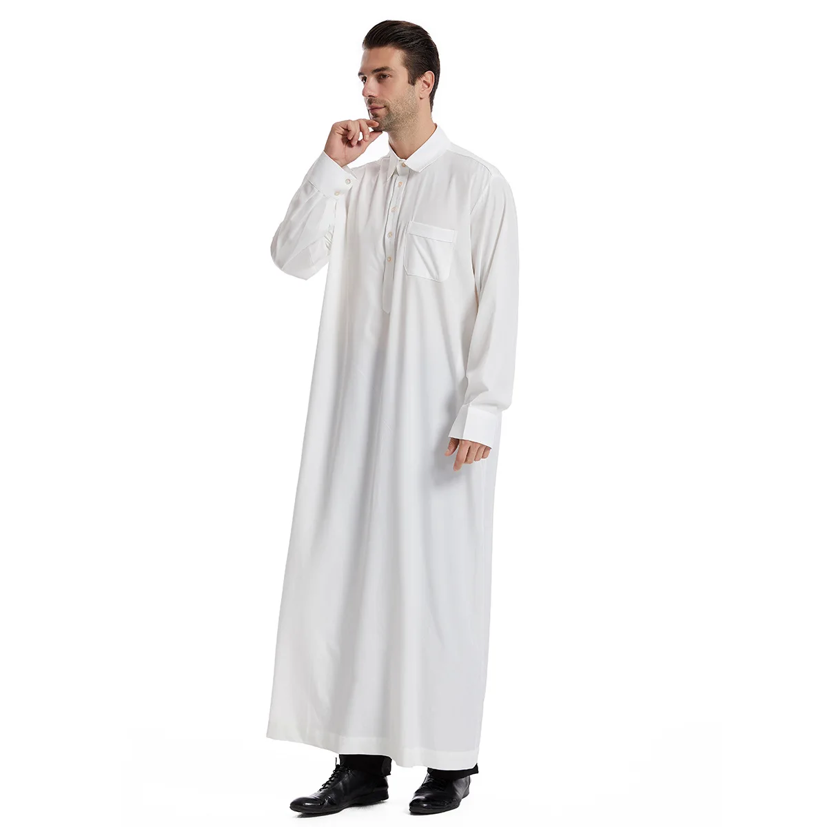 Oem Muslim Arab Thobe Men Muslim Solid Color Thobe Hommes Musulman First Class Workmanship Thawb Caftan Arabic Thobe for Men