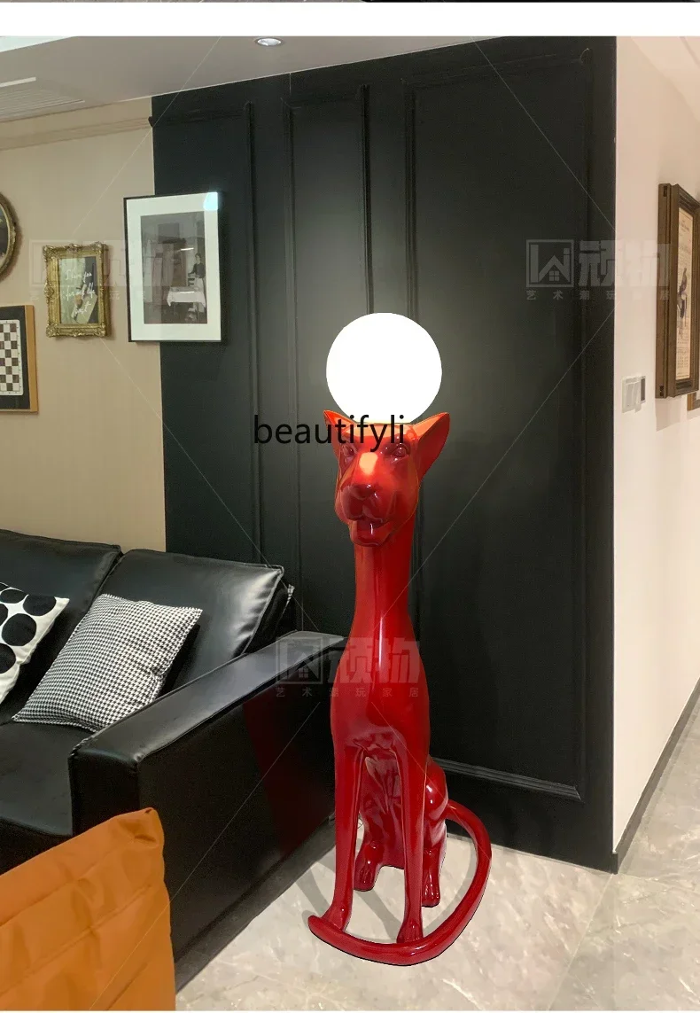 Fiberglass Creative Living Room Sofa Decoration Welcome Art Decoration Animal Leopard Sculpture Floor Lamp