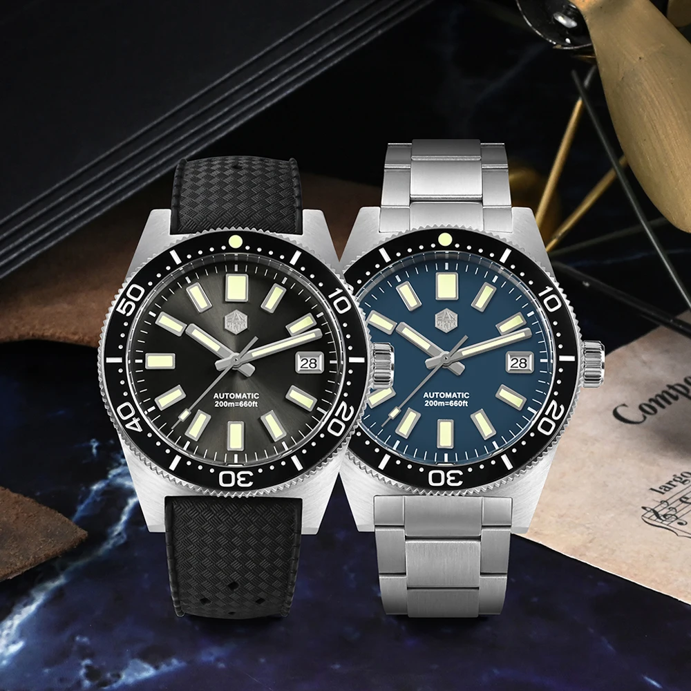 San Martin 62mas Diving Watch 39mm Japan NH35 Automatic Mechanical Watches for Men Sapphire Waterproof 20Bar Luminous SN0007B