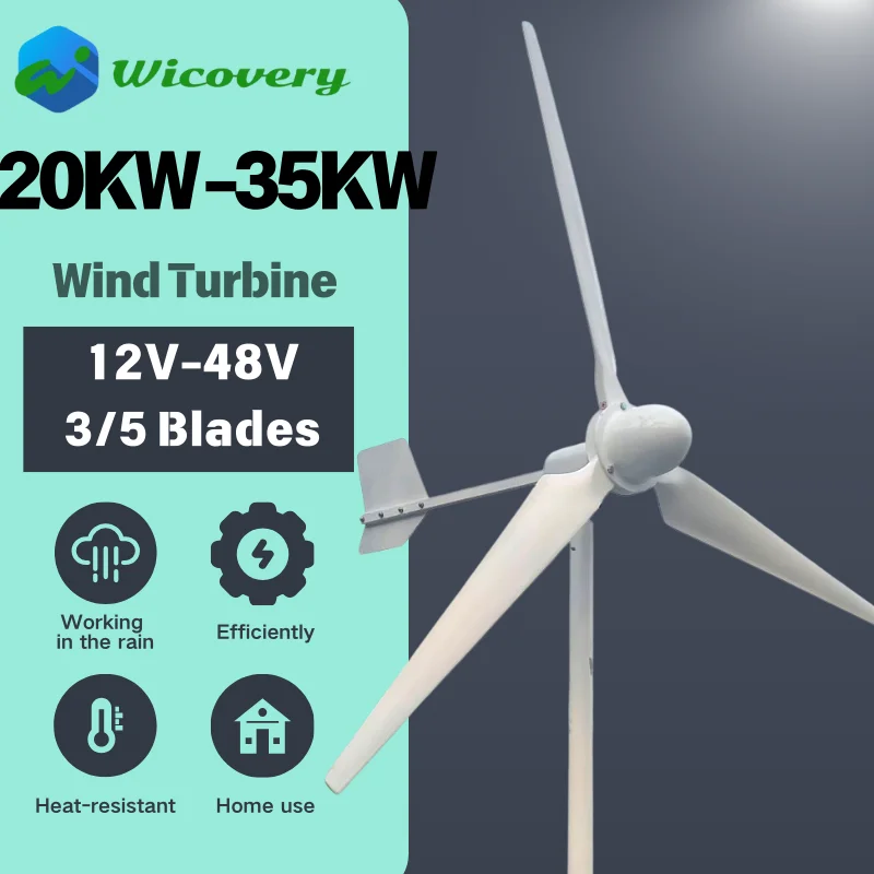 

Low noise 30KW 35KW 20KW big power horizontal wind turbine generator Windmill 220V 110V 48V 96V For home Use high efficiency