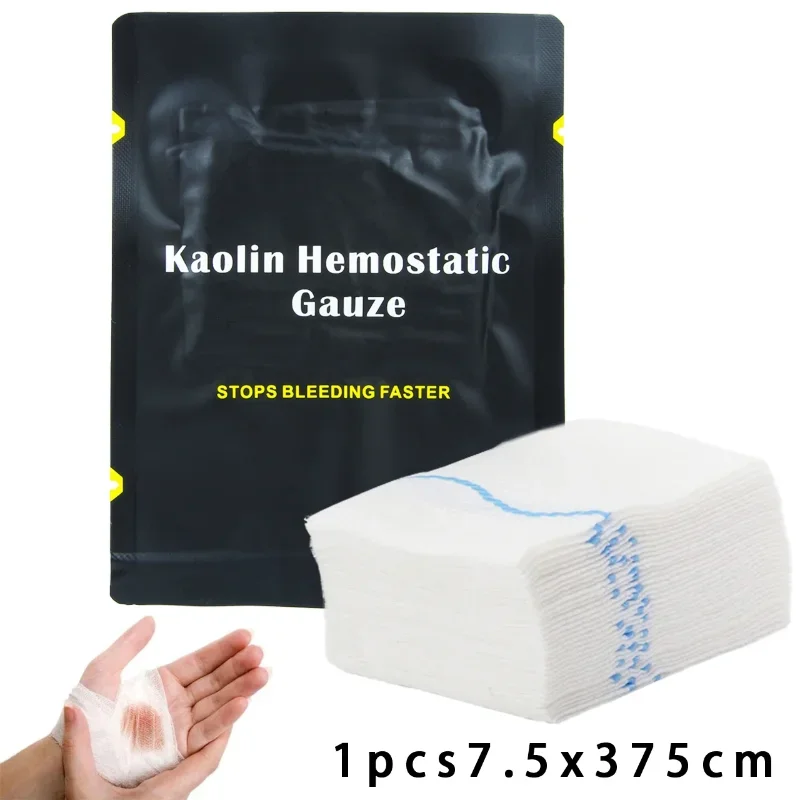 Hemostatic Kaolin Gauze Combat Emergency Trauma Z-Fold Soluble For Ifak Tactical First Aid Kit Medical Wound Dressing 1.5/3.75M