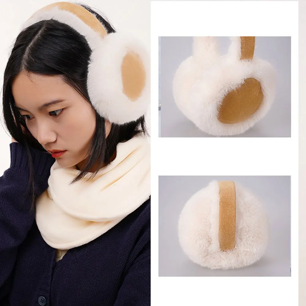 تدفئة الأذن لفصل الشتاء خفيفة الوزن قابلة للطي غطاء للأذنين رقيق فو الفراء الشتاء غطاء للأذنين للنساء طوي الأذن دفئا للطقس