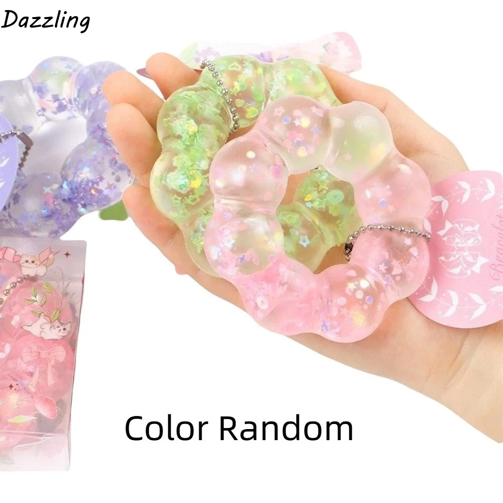 Sensory Funny Maltose Slow Rebound Bracelet Sequin Donut Soft Pinch Bracelet Portable Stretchy Doughnut Squeeze Adults