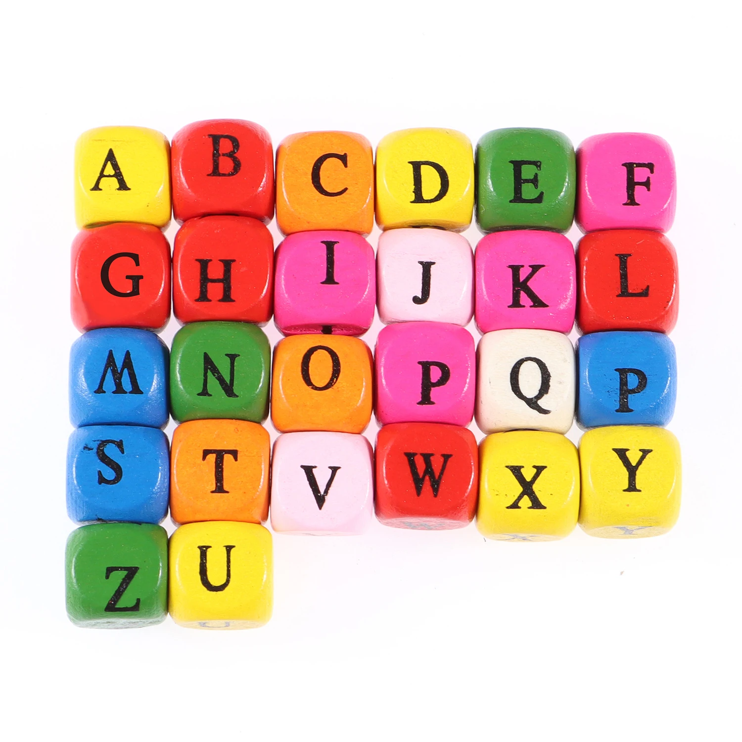 52pcs Alphabet Wood Beads, BetterJonny Natural Square Wooden Beads Wooden Loose Beads with 26 Letters Cube Beads Letter Beads