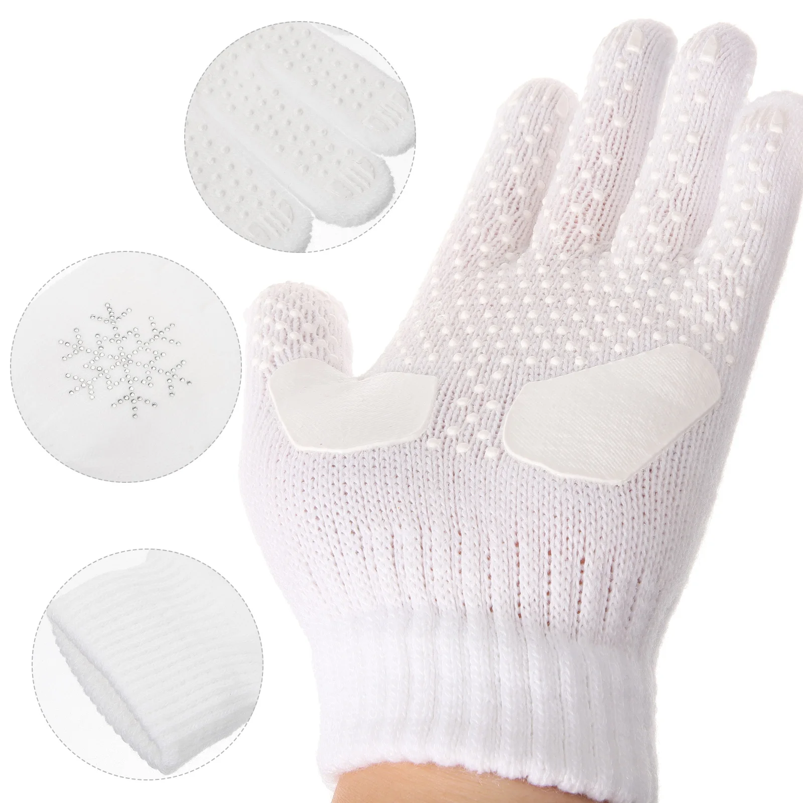 

Waterproof Warm Gloves for Ice Skating Girls Women Snowflake Cold Weather Skiing Gloves Decorative Cotton White