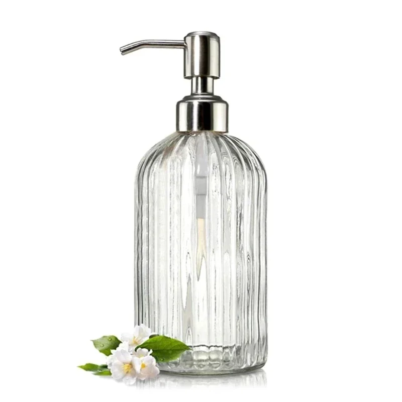 Soap Dispenser Bathroom Clear Glass Empty Refill Subbottle Detergent Kitchen Hand Sanitizers Shower Gel Shampoo Bottles view 2