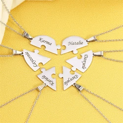 Personalized Heart Puzzle Name Necklace For Women Custom Engraved Family Splicing Love Chain Pendant Friendship BFF Couple Gift