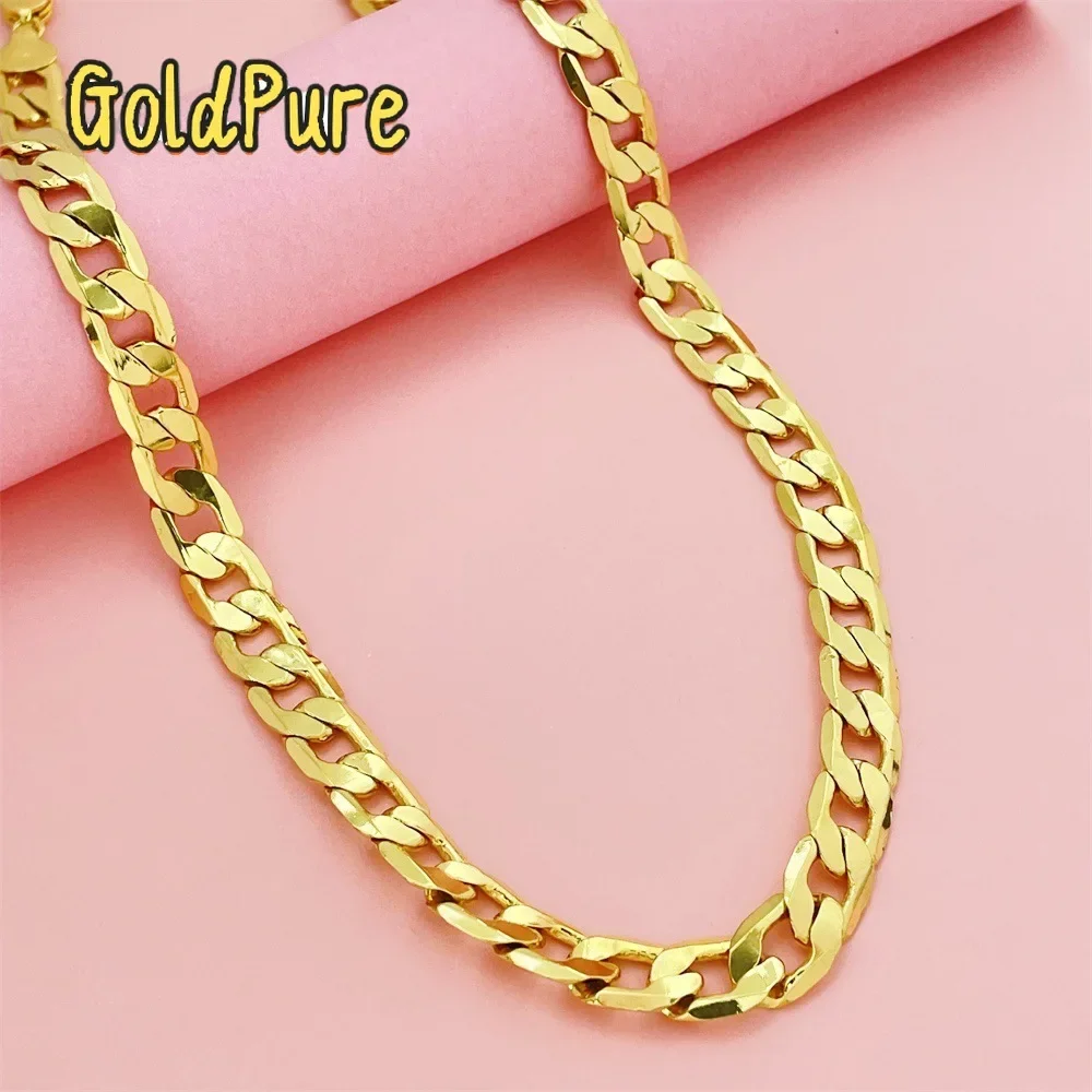 

Goldpure Luxury 24K 9999 Pure Gold real gold Men's and Women's 10MM Cuban Necklace 50cm 55cm 60cm 65cm 70cm 75cm