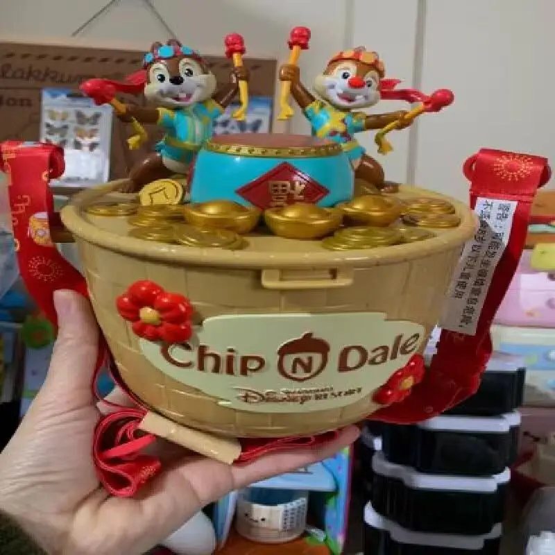 2024 Shanghai Disney Chip & Dale Cute New Year Drumming Cartoon Popcorn Bucket Storage Bucket Crossbody Bag Give A Friend Gift