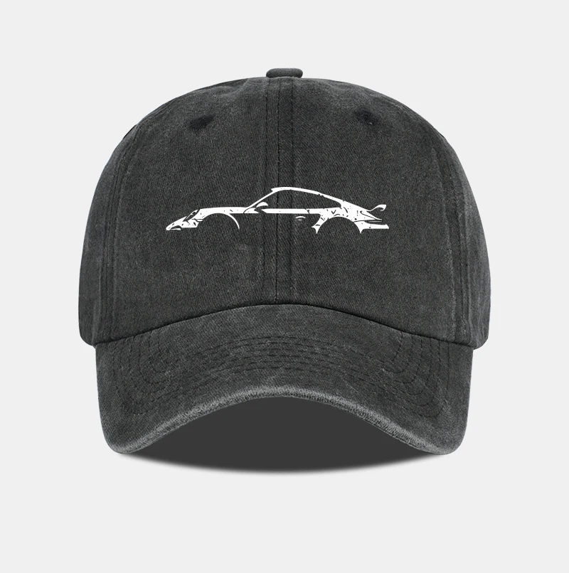 Klassische Sportwagen-Silhouette Baseballkappe für Herren Retro Gewaschene Baumwolle Verstellbare Dad-Mütze Lässiger Automobil-Sonnenhut – Detail 5