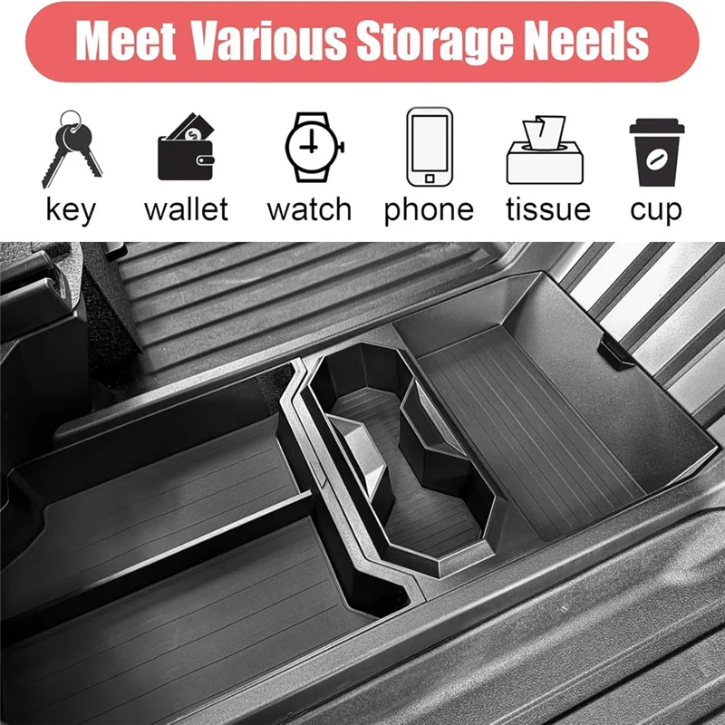 

Console Organizer Tray Lower Center With Cup Holder Storage Box For Tesla Cybertruck 2024 2025 Interior Accessories