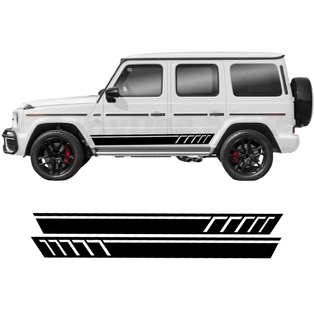 

2Pcs Racing Stripes Car Door Side Stripes Skirt Sticker Decal For Mercedes Benz G63 AMG W463 W464 G Class Car Accessories