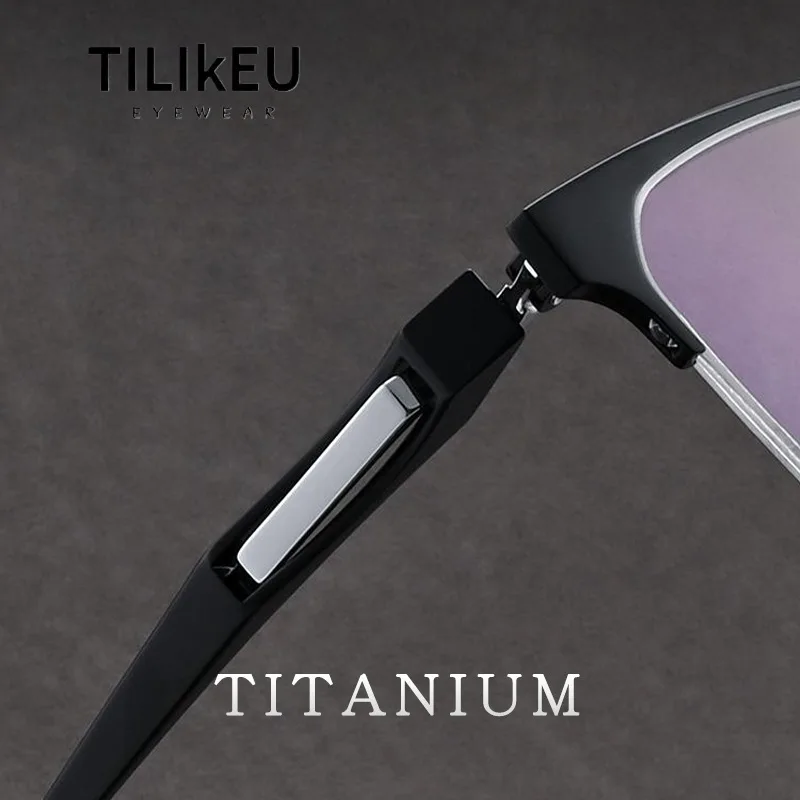 

Top Quality Pure Titanium Business Semi-Rimless Glasses Frame Men Classic Punk Series Square Half Frame Designer Luxury Eyewear