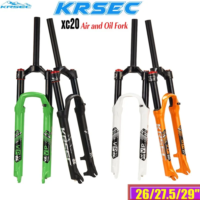 

KRSEC Bicycle Fork 26/27.5/29er MTB Fork Oil Air Bicycle Suspension Disc Brake Alloy Mountain Bike Fork For Bicycle Accessories