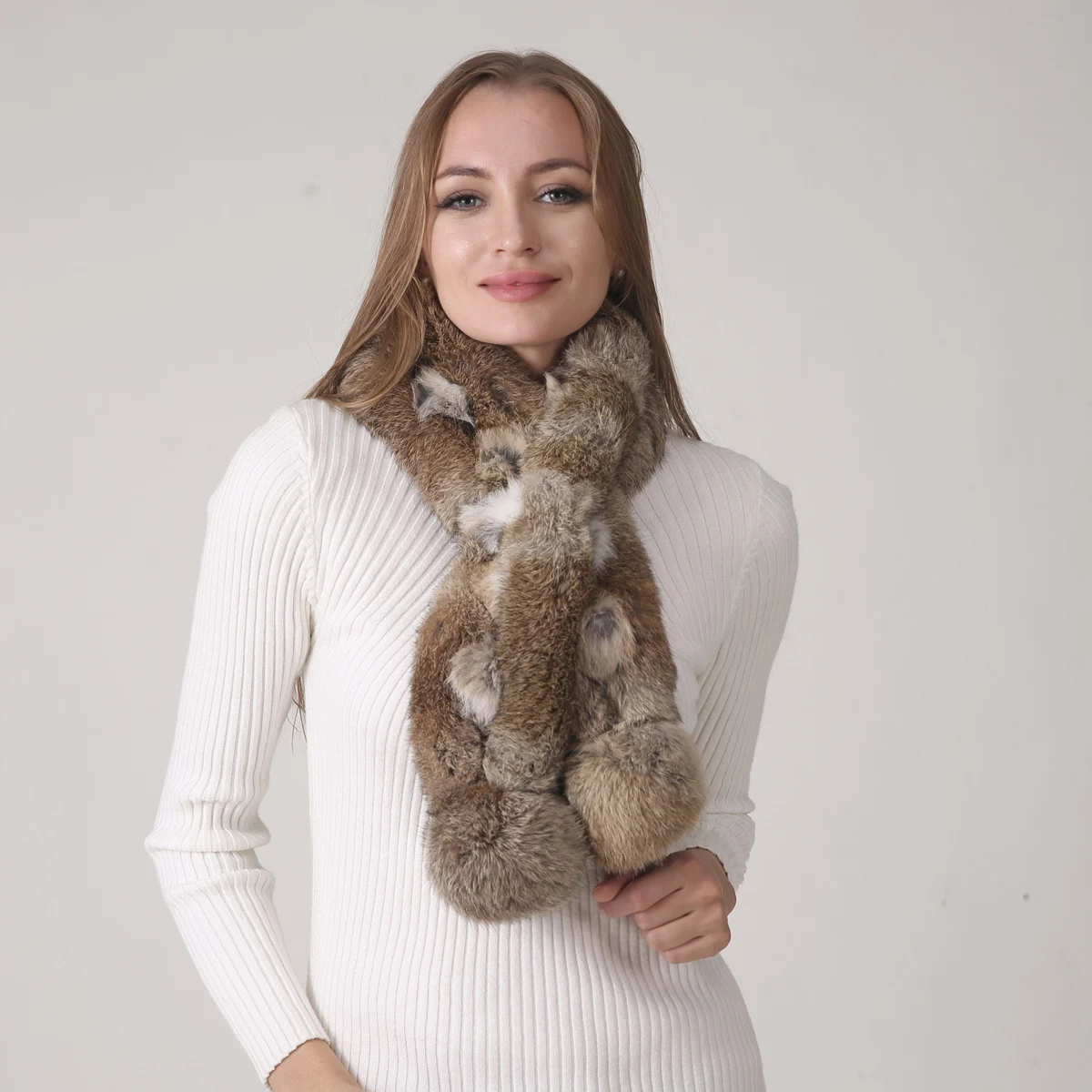 

Rabbit Fur Scarf for Women 100% Natural Rabbit Fur Scarves Winter