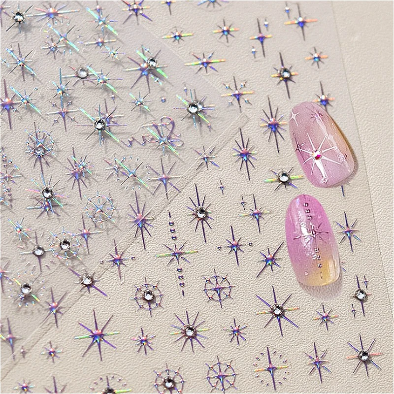 Varied Charm Laser Silver Star Starlight Totem Glitter Rhinestone Moon Snowflake DIY Nail Art Sticker Makeup Manicure Tool Decal