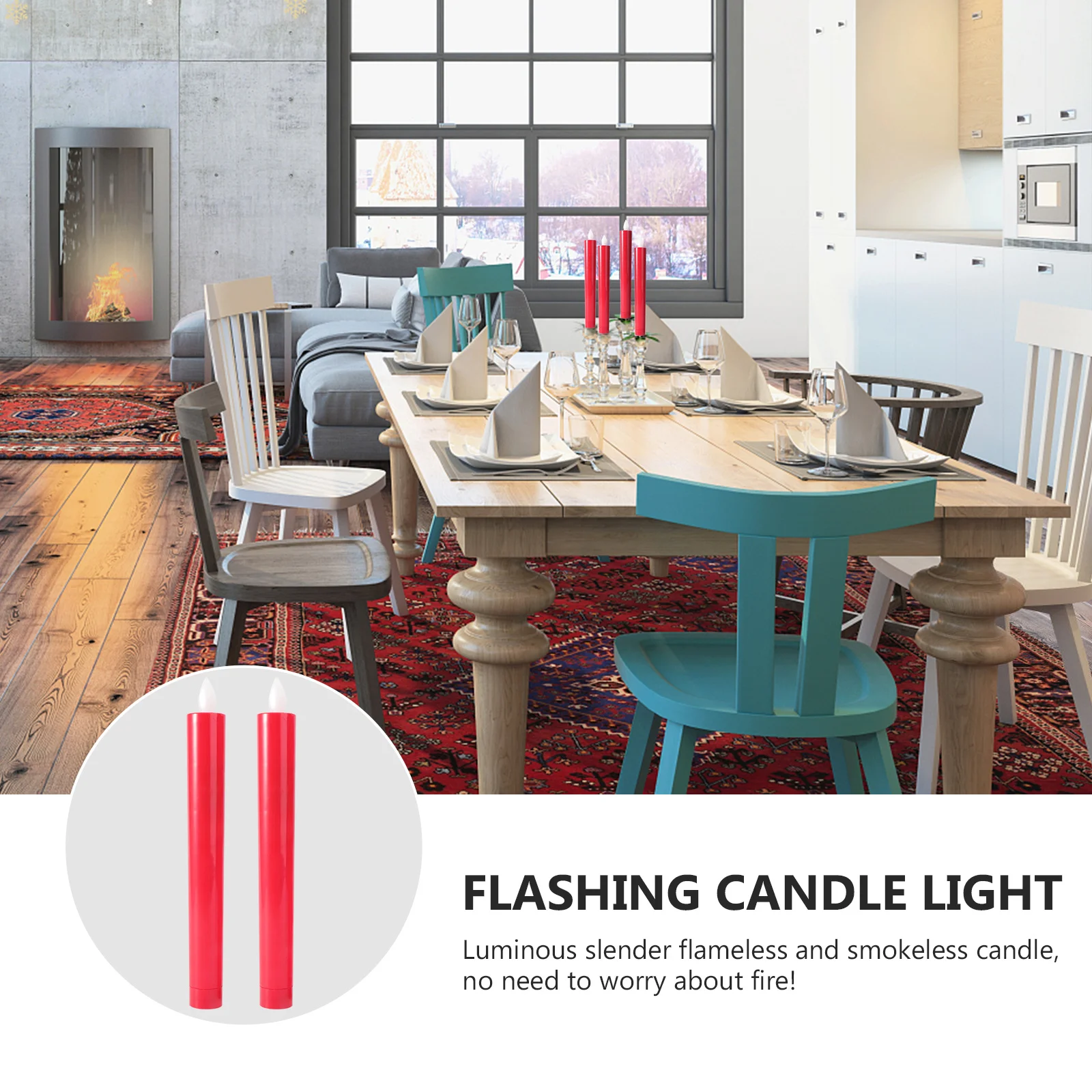 

Glowing Slim Flameless Led Flickering Smokeless Decorative Lights For Home Wedding Party Kids Pets Safe Red