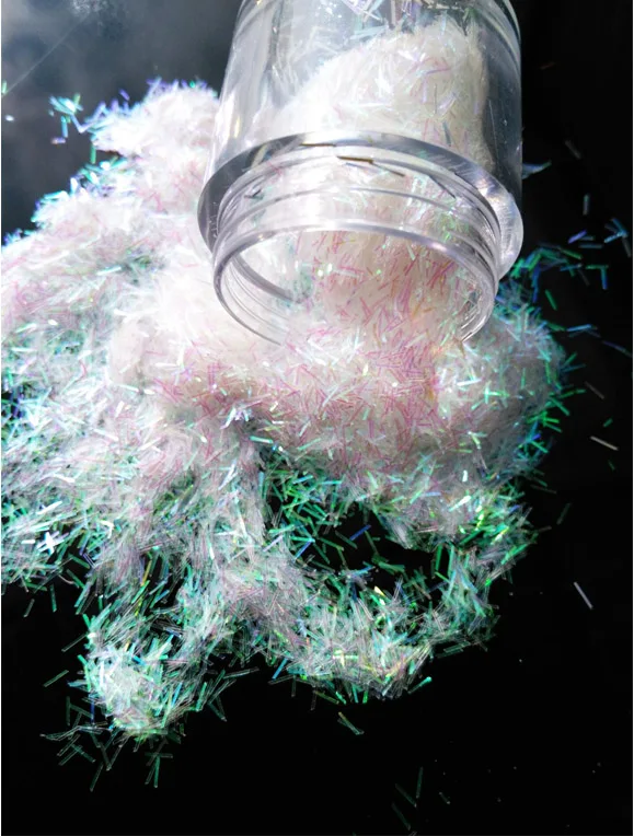 Hot Sale 1jar 0.2*3mm Nail Holographic Tinsel Stripe-shaped Short Bar shapes sparkle White Holographic Glitter Bars  #PLA04-3#