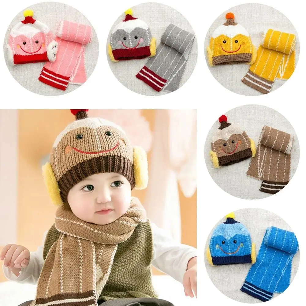 

Детская шапка со снеговиком из мультфильма, комплект из 2 предметов, теплая детская шапка, шарф, защита ушей, вязаный шарф, шапка, детские аксессуары