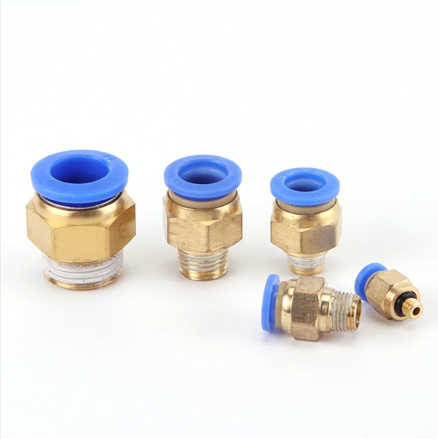 10pcs Straight-through threaded air pipe pneumatic quick connector PC4/6/8/10/12/16-M5/01/02/03/04