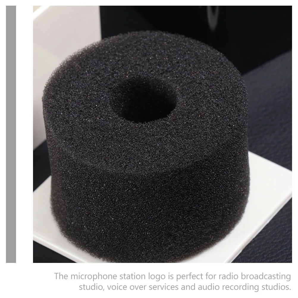 4pcs Mic Logo Flag Station Durable Square Microphone Stand Creative Abs Interview Logo Box Radio Studio Voice Over Recording