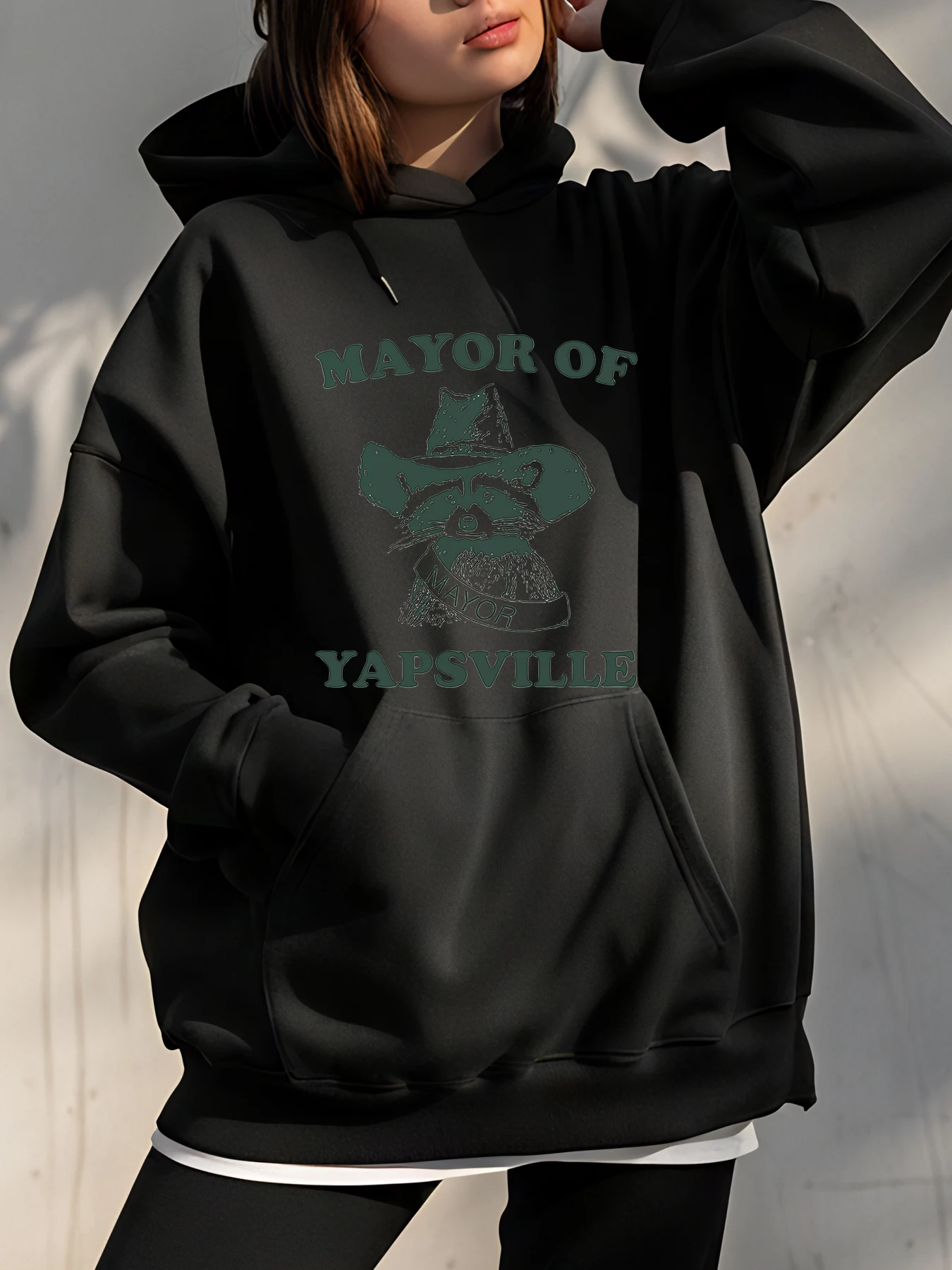 سويت شيرت مايور أوف يابسفيل هوديي راكون مطبوع للجنسين كبير الحجم ملابس الشارع الشهير ملابس غير رسمية للرجال والنساء #1