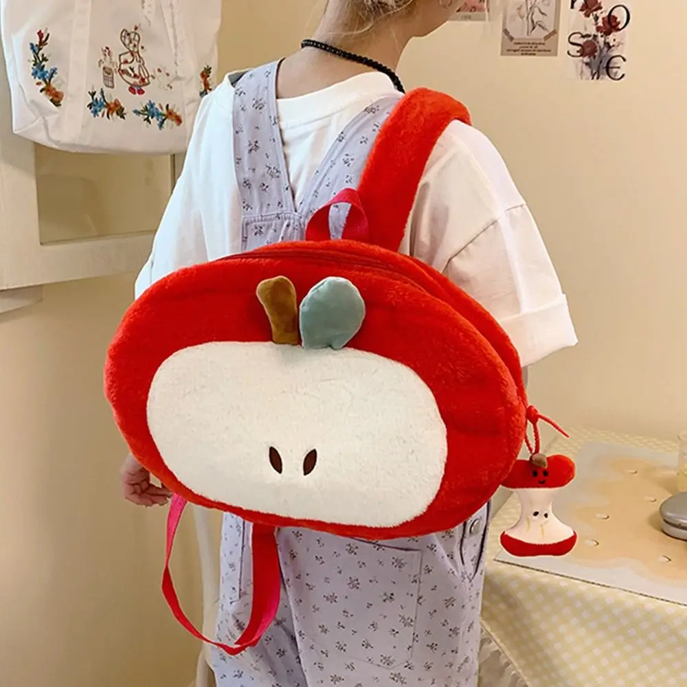 

Soft Cartoon Fruit Plush Backpack Large Capacity Kawaii Student Schoolbag Fluffy Creative Fruit Doll Shoulder Bag Daily Use