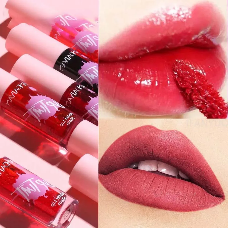 Fruit Juice Lip Gloss Waterproof Long Lasting Water Lip Tint Non-stick Cup Liquid Lipstick and Blush 2 In1 Lips and Cheek Makeup