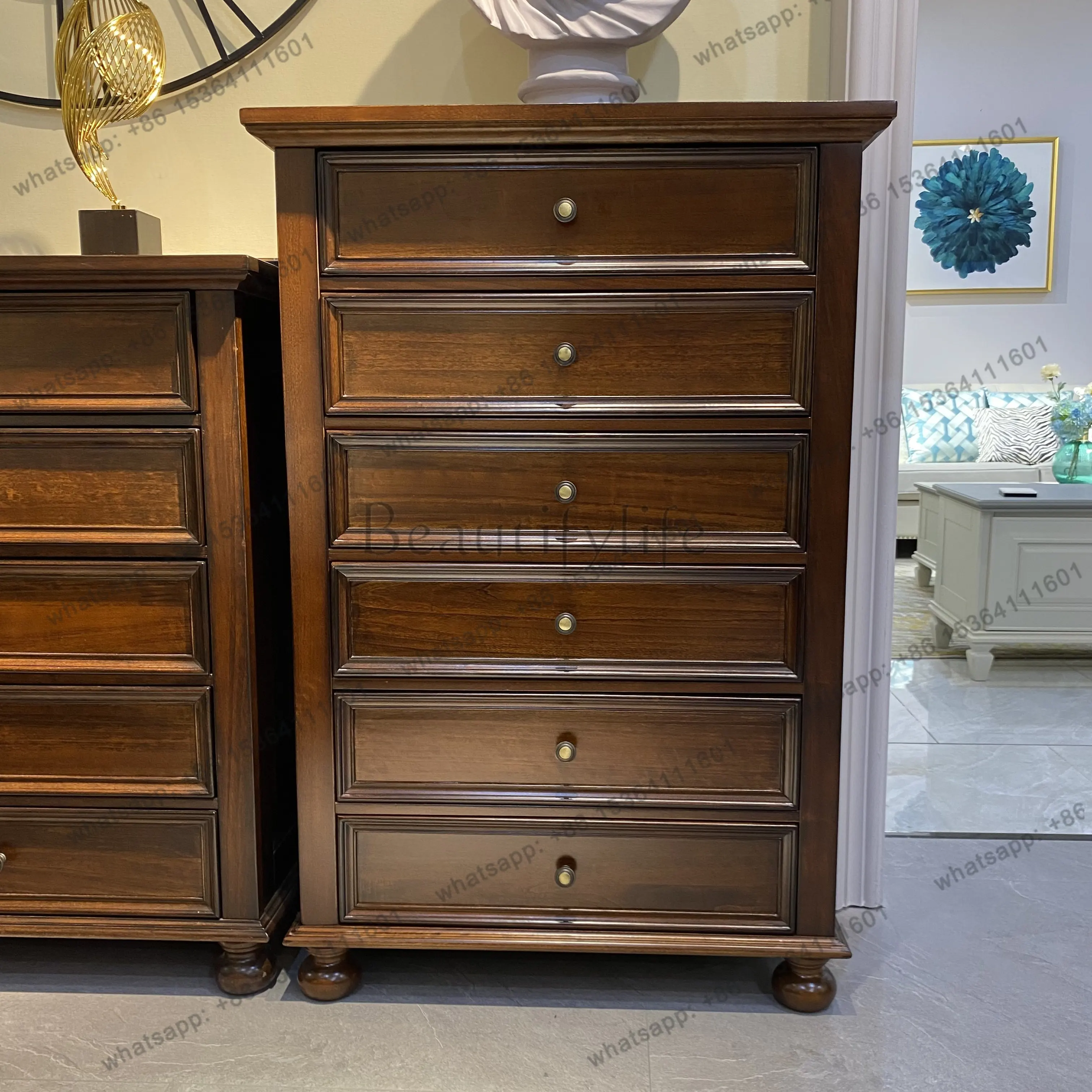 

American solid wood five-bucket storage cabinet decorative cabinet length 765 * width 400 * height /1142mm