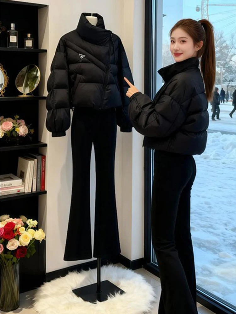 

Sli Thi ort Cotton Jaet Women's Winter Coat Small Size Versatile Design Korean Version Loose Fit Pure Color