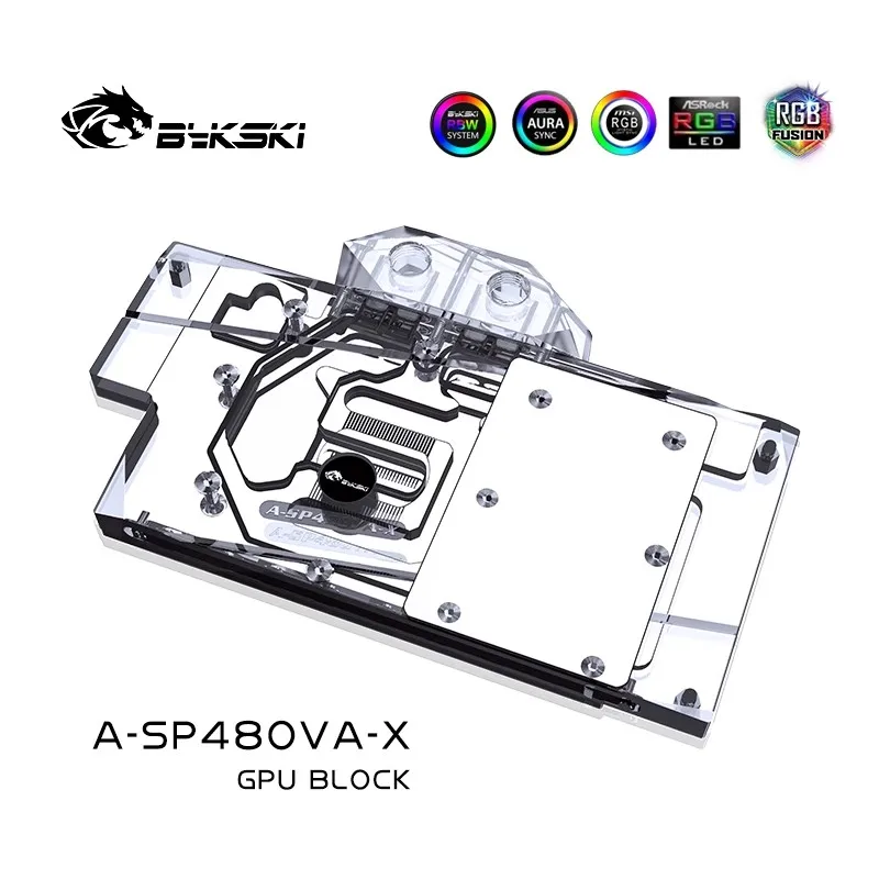 사파이어 펄스 RX580 8GD5 (11265-05-20G) / 풀 커버 그래픽 카드 비디오 카드 블록 RGB A-SP48OVA-X용 BYKSKI 워터 블록