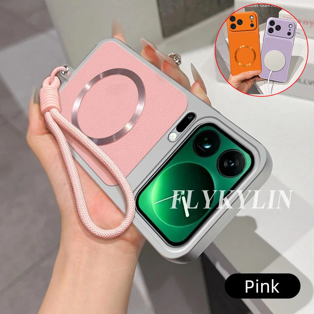 For Xiaomi 17T 17 Pro Max 15 Ultra 15T 14T 13T 12 Litchi Texture Protective Phone Case With Magnetic Attraction And Hanging Rope