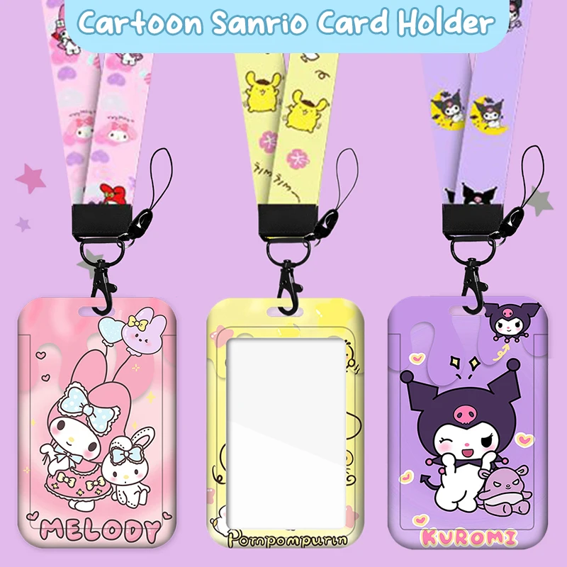 Sanrio Photo Card Holder Sleeves, Melody, Hello Kitty, Kuromi, Cartão de refeição, Cartão de ônibus, Capa Protetora