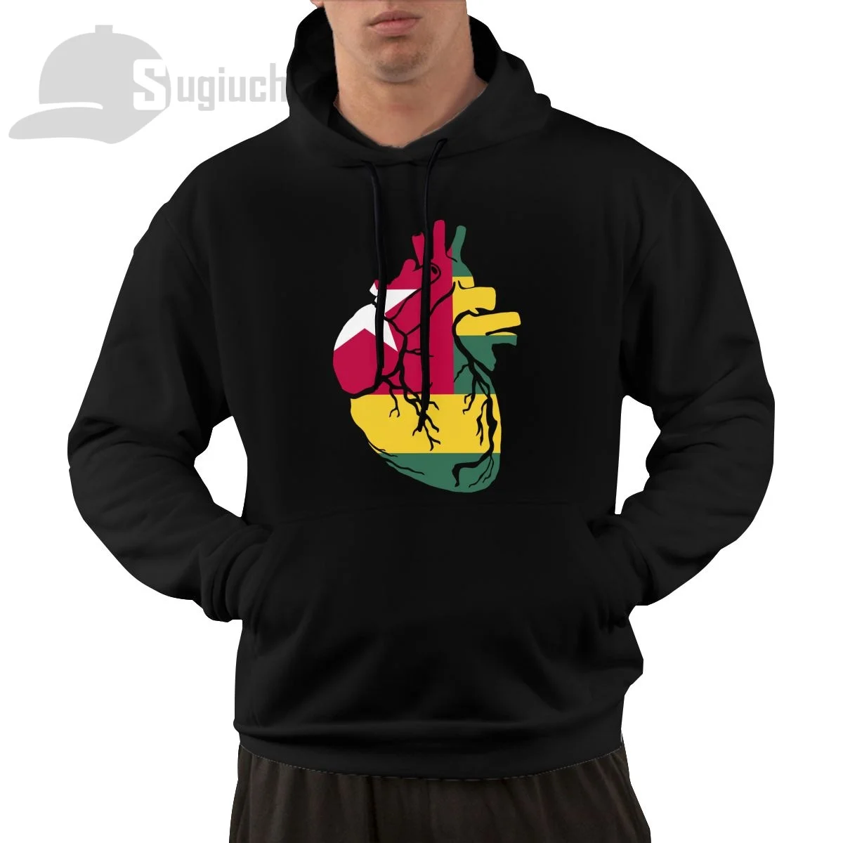 Togo Anatomical Heart Shape Country Flag Cotton Pullover Hoodie Men Women Unisex Hip Hop Style Sweatshirt