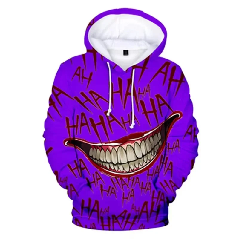 Haha Joker 3D print sweatshirt hoodies mannen/vrouwen hip hop grappige herfst dunne stijl hoodie voor paren kleding Y 2K