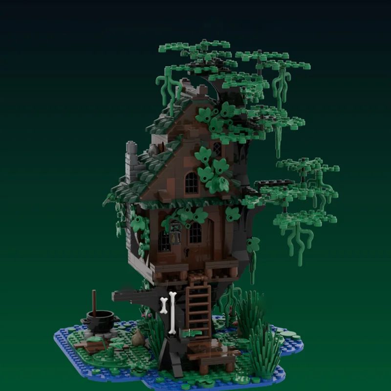 NEW 830PCS MOC Medieval dark forest Witch's Swamp Tree House model DIY creative ideas halloween block Toy Assembly Puzzle Gift